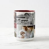 Rood Beste Papa Ooit Custom Foto Collage Papa Tweekleurige Koffiemok (Center)