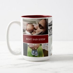 Rood Beste Papa Ooit Custom Foto Collage Papa Tweekleurige Koffiemok