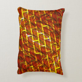 Rood bevlekt, gekrast, gouden raster of bakstenen  accent kussen