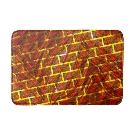 Rood bevlekt, gekrast, gouden raster of bakstenen badmat (Voorkant)