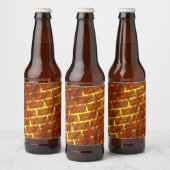 Rood bevlekt, gekrast, gouden raster of bakstenen  bier etiket (Flessen)