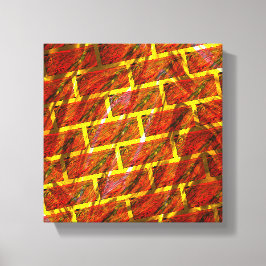 Rood bevlekt, gekrast, gouden raster of bakstenen  canvas afdruk