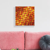 Rood bevlekt, gekrast, gouden raster of bakstenen  canvas afdruk (Insitu (Woonkamer))