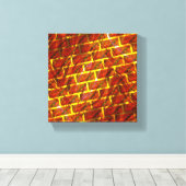 Rood bevlekt, gekrast, gouden raster of bakstenen  canvas afdruk (Insitu (Houten vloer))