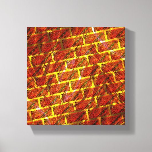 Rood bevlekt, gekrast, gouden raster of bakstenen  canvas afdruk (Voorkant)