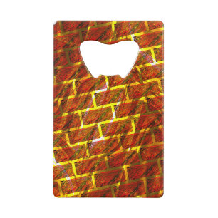 Rood bevlekt, gekrast, gouden raster of bakstenen  creditkaart flessenopener