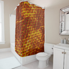 Rood bevlekt, gekrast, gouden raster of bakstenen  douchegordijn