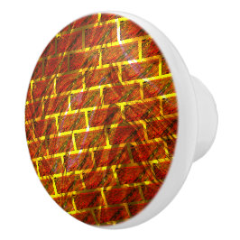 Rood bevlekt, gekrast, gouden raster of bakstenen  keramische knop