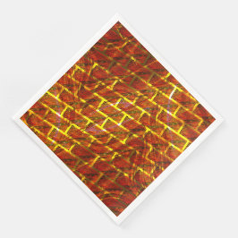 Rood bevlekt, gekrast, gouden raster of bakstenen  servet