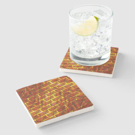 Rood bevlekt, gekrast, gouden raster of bakstenen  stenen onderzetter