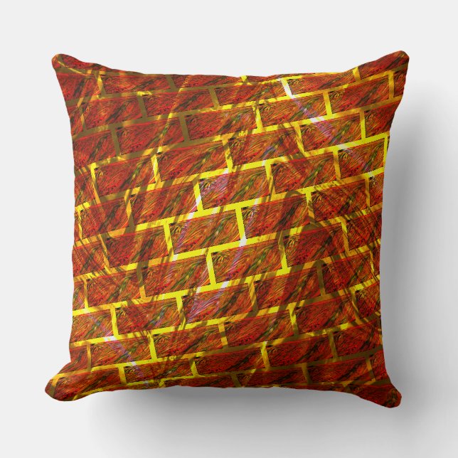 Rood bevlekt, grijs, gouden rooster of steenslag kussen (Voorkant)