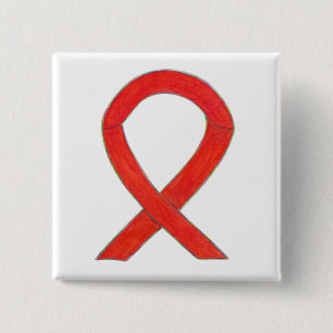 Rood bewustzijn Aangepaste Buttonnen met lint Vierkante Button 5,1 Cm