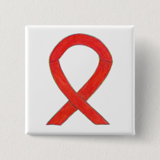 Rood bewustzijn Aangepaste Buttonnen met lint Vierkante Button 5,1 Cm (Voorkant)