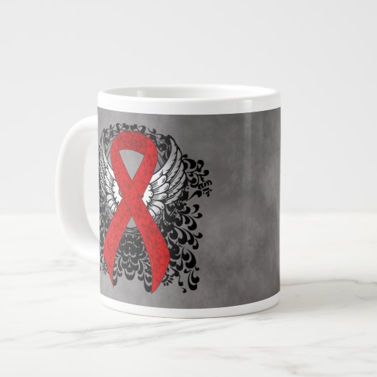 Rood bewustzijn Ribbon met Wings Grote Koffiekop (Links)