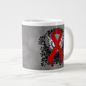 Rood bewustzijn Ribbon met Wings Grote Koffiekop (Voorkant rechts)