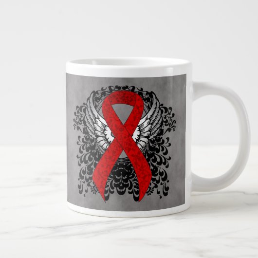 Rood bewustzijn Ribbon met Wings Grote Koffiekop (Rechts)