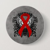 Rood bewustzijn Ribbon met Wings Ronde Button 7,6 Cm (Voorkant)