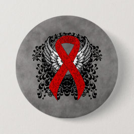 Rood bewustzijn Ribbon met Wings Ronde Button 7,6 Cm