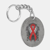 Rood bewustzijn Ribbon met Wings Sleutelhanger (Voorkant Links)