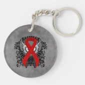 Rood bewustzijn Ribbon met Wings Sleutelhanger (Achterkant)