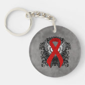Rood bewustzijn Ribbon met Wings Sleutelhanger (Voorkant)