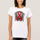 Rood bewustzijn Ribbon met Wings T-shirt (Voorkant)