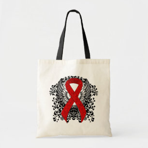 Rood bewustzijn Ribbon met Wings Tote Bag