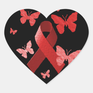 Rood bewustzijnslint hart sticker