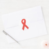 Rood bewustzijnslint ronde sticker (Envelop)