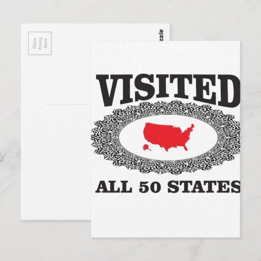 rood bezocht alle staten briefkaart (Voorkant / Achterkant)