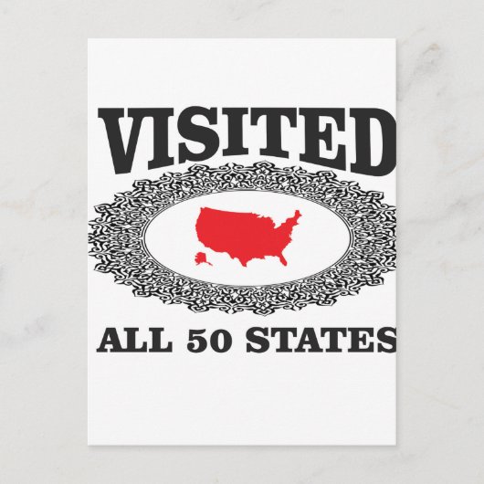 rood bezocht alle staten briefkaart (Voorkant)