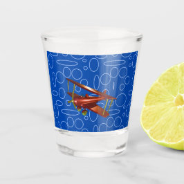 Rood Bi-vliegtuig op blauwe cirkels en lussen glas
