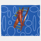 Rood Bi-vliegtuig op blauwe cirkels Fleece Deken (Voorkant (Horizontaal))