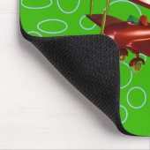 Rood Bi-vliegtuig op groene cirkels en lussen Muismat (Hoek)