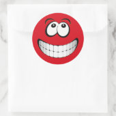 Rood Big Grin Gezicht Ronde Sticker (Tas)