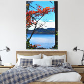 Rood bij Jordan Pond Diptych Canvas Afdruk (Insitu (Slaapkamer))
