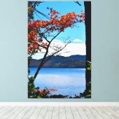 Rood bij Jordan Pond Diptych Canvas Afdruk (Insitu (Houten vloer))