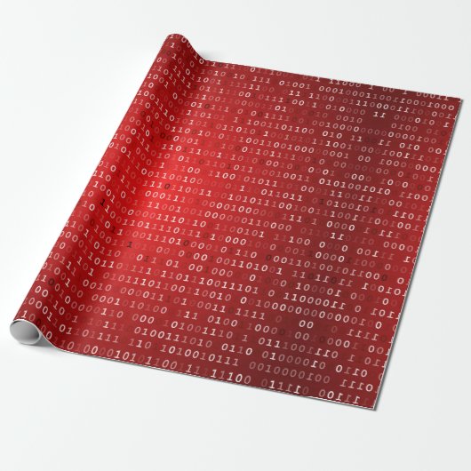 Rood binair codenummer cadeaupapier (Uitgerold)