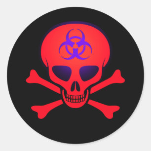 Rood biogevaar Schaal- en kruisbeenderen Sticker