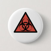 Rood biogevaarbord ronde button 5,7 cm (Voorkant)