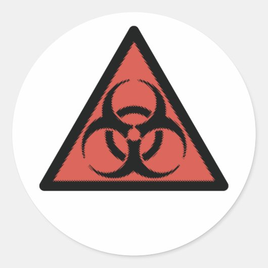 Rood biogevaarbord ronde sticker (Voorkant)
