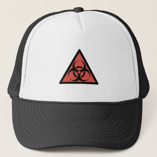 Rood biogevaarbord trucker pet (Voorkant)