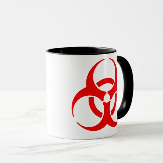 Rood biogevaarsymbool mok (Voorkant rechts)