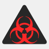 Rood biogevaarsymbool sticker (Voorkant)