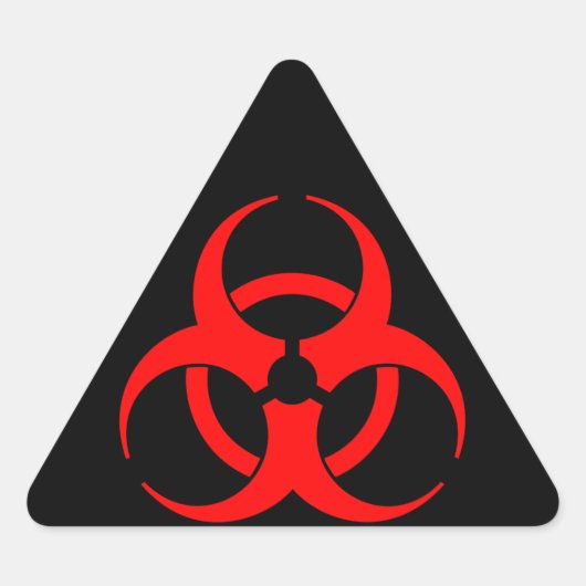 Rood biogevaarsymbool sticker (Voorkant)