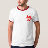 Rood biogevaarsymbool T-shirt (Voorkant)