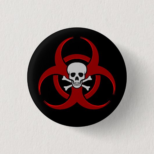 Rood Biohazard Button Pin (Voorkant)