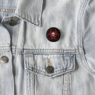 Rood Biohazard Button Pin