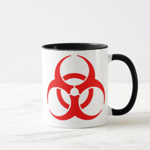 Rood biohazard-symbool mok