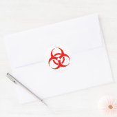 Rood biohazard-symbool ronde sticker (Envelop)